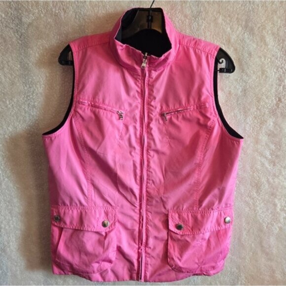 LRL Reversible Pink and Black sleeveless Zip-Up Vest‎ - Picture 1 of 8